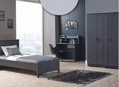 Childrens room Complete room Bedroom Bed Desk Wardrobe 3pcs